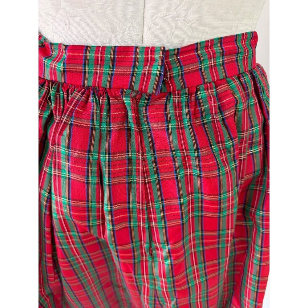 Vintage Plaid Taffeta Skirt Womens Size Small Crinoline Red High Waisted Holiday - Picture 8 of 14